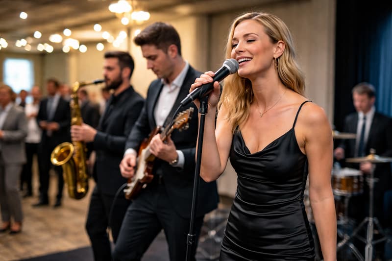 Actuación de música en directo durante un evento corporativo en el Auditorio Cartuja de Sevilla